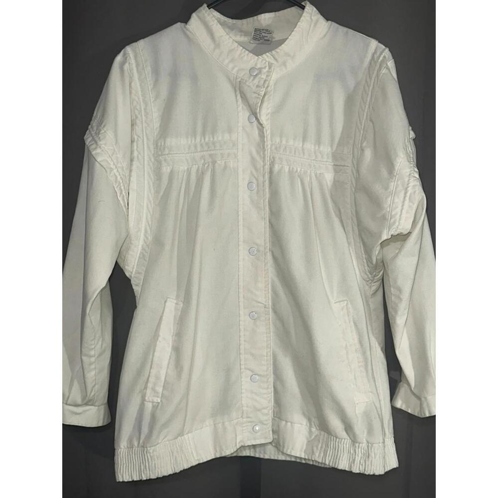 Sears White Jacket M  Snap Front | Gathered Waist | Retro
